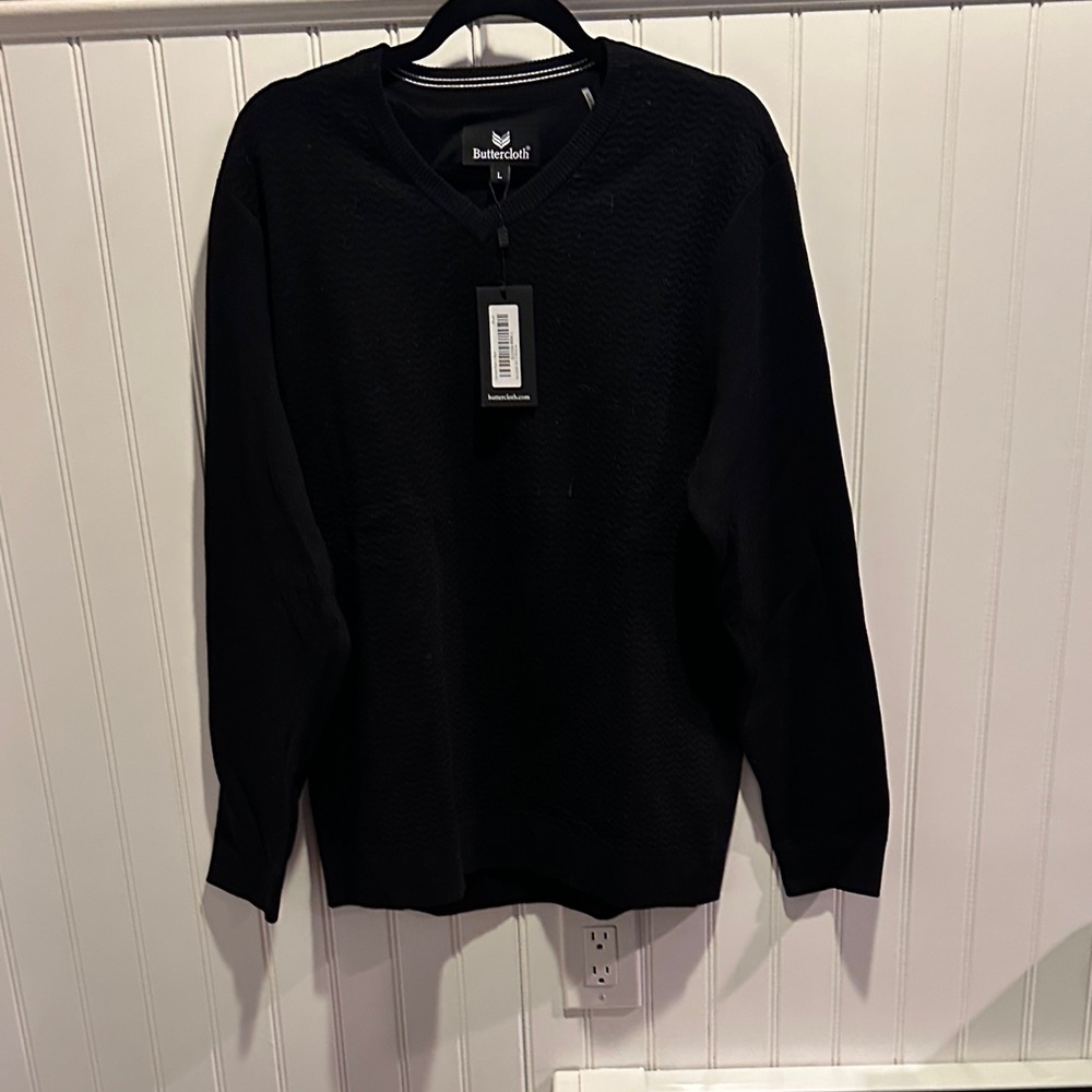 Black V-Neck Sweater for Men